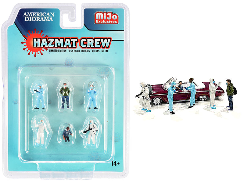 1/64 Scale Hazmat Crew 6-Piece Diecast Figurine Set by American Diorama - Perfect for Model Train Scenes, Emergency Response Dioramas & Collectible Displays