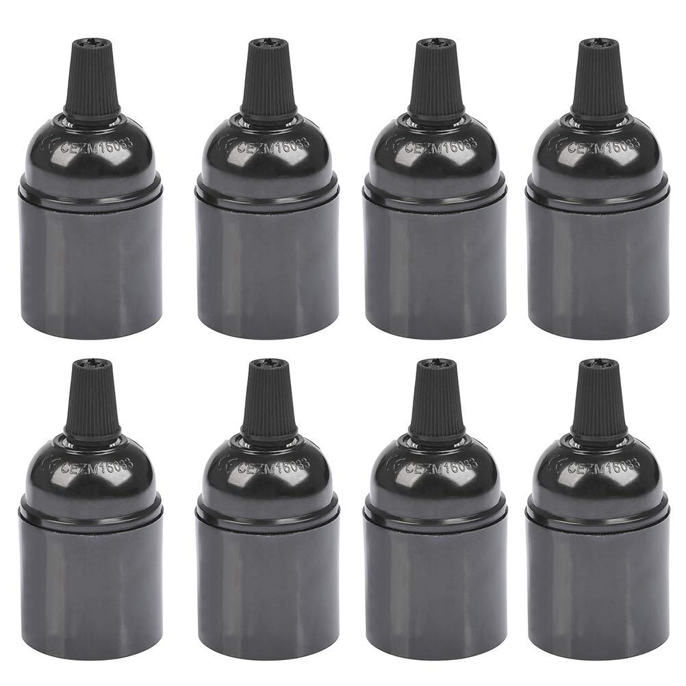 8Pcs Vintage Bakelite Lamp Holder - E27 Black Light Bulb Socket for Edison Bulbs - Perfect for Antique Lighting, Retro Home Decor & Industrial Style Fixtures