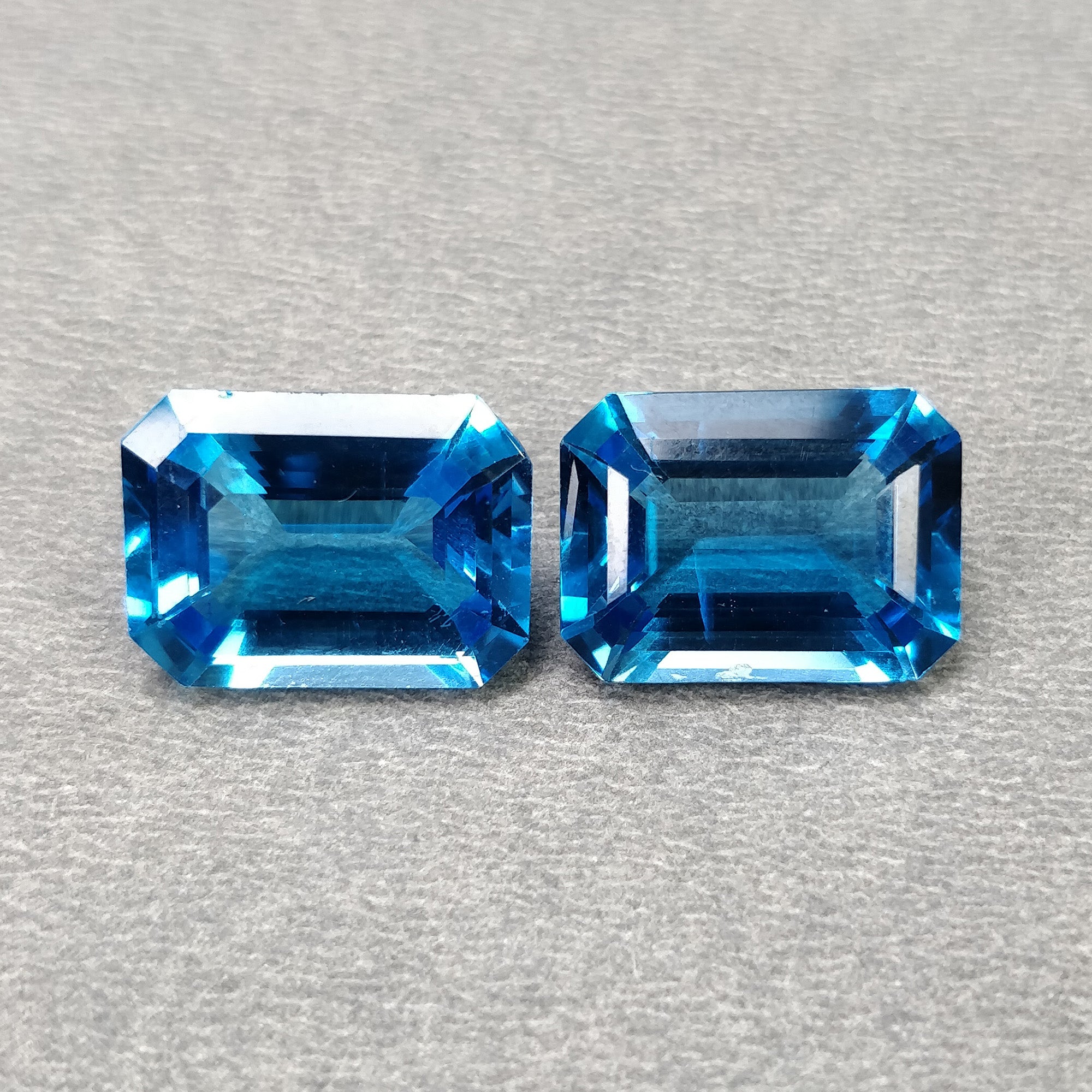 Certified Natural Blue Topaz Gemstone Pair - 24.30cts Unheated Octagon Cut (15.96x11.66mm) for Jewelry Making, Engagement Rings & Luxury Gifts
