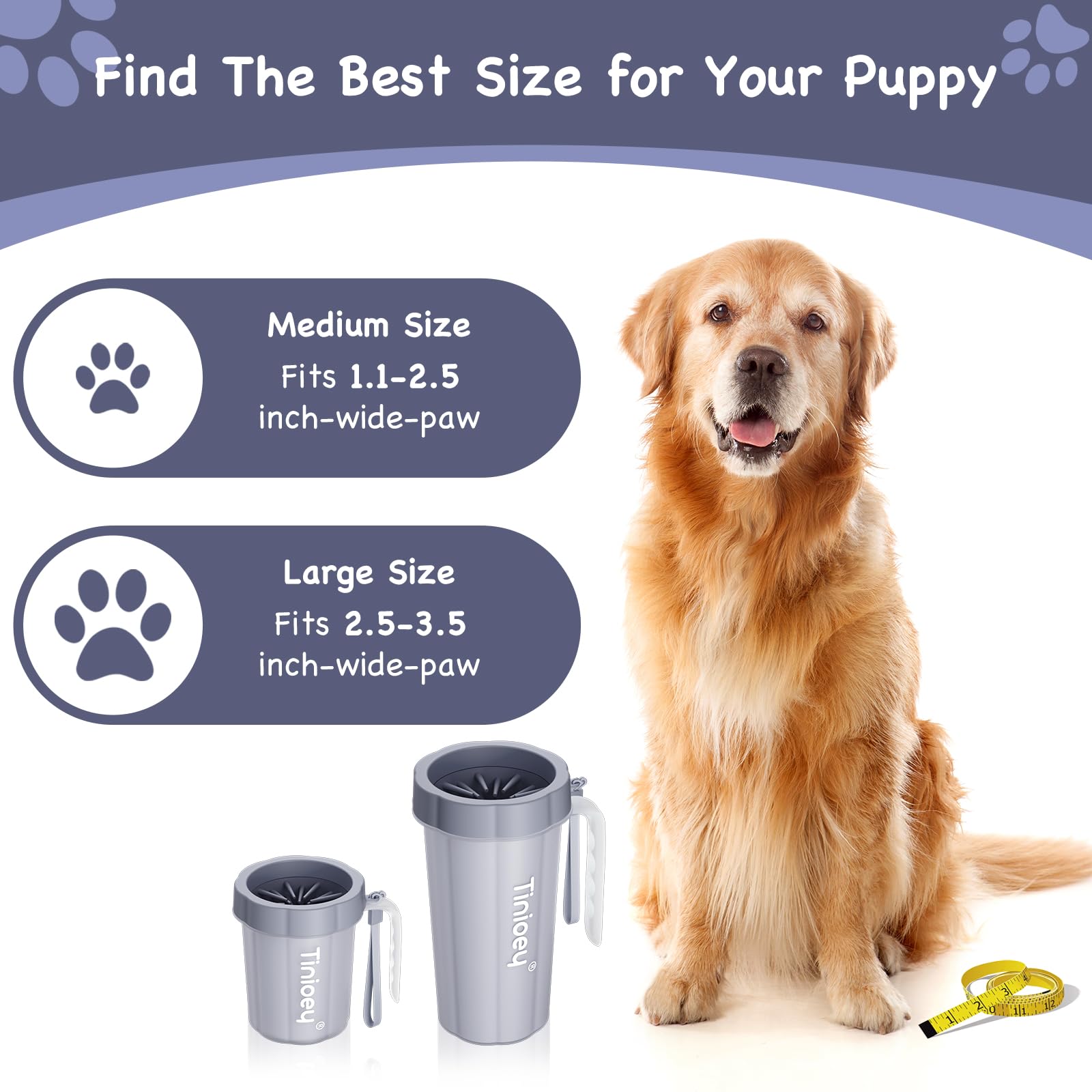 Dog Paw Cleaner for Small & Medium Breeds - Easy Grip Handle for Muddy Paws | Pet Bathing Essential