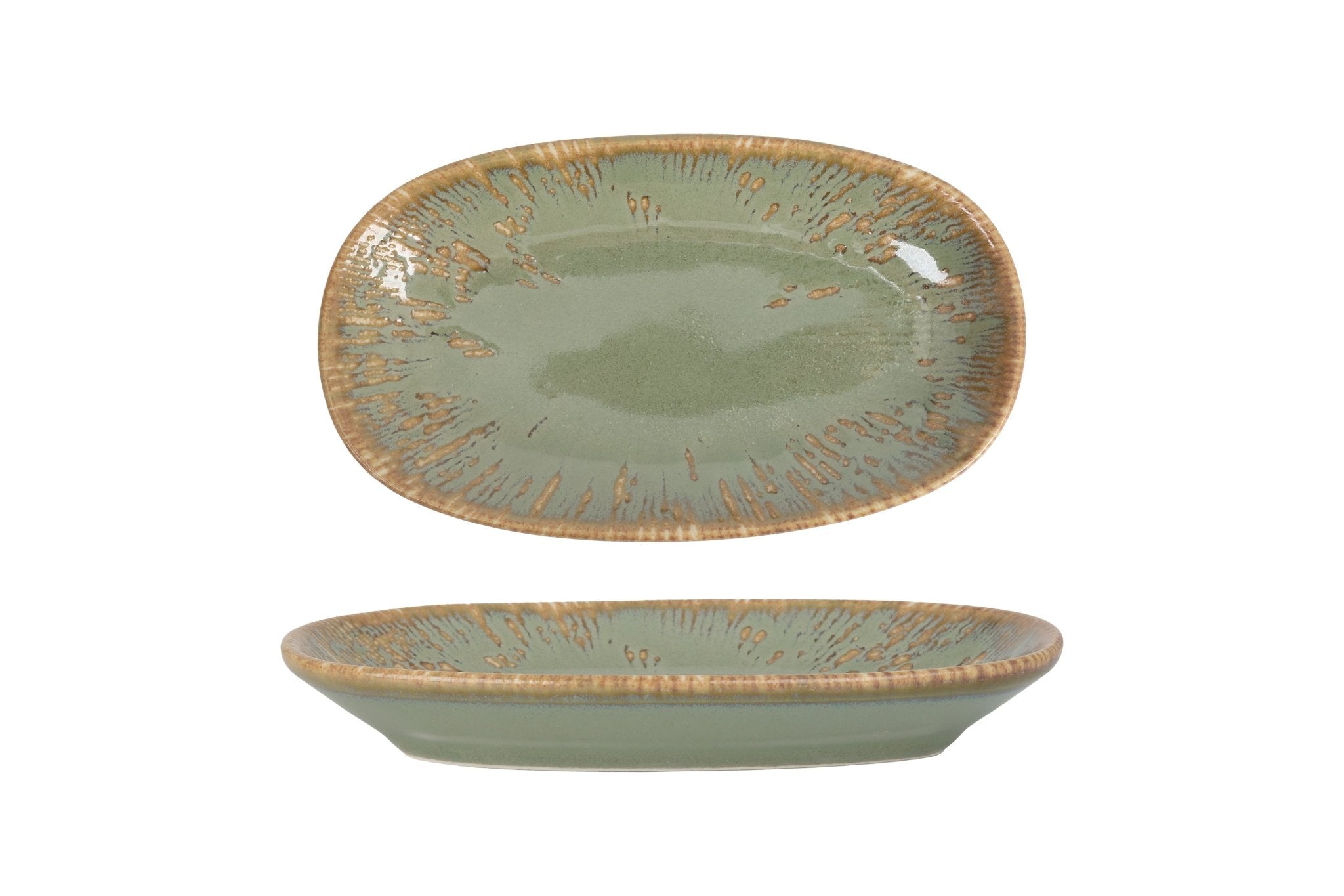 Premium Sage Snell Oval Service Plate 15x8.5 cm - Elegant Dinnerware for Fine Dining, Restaurants & Home Entertaining
