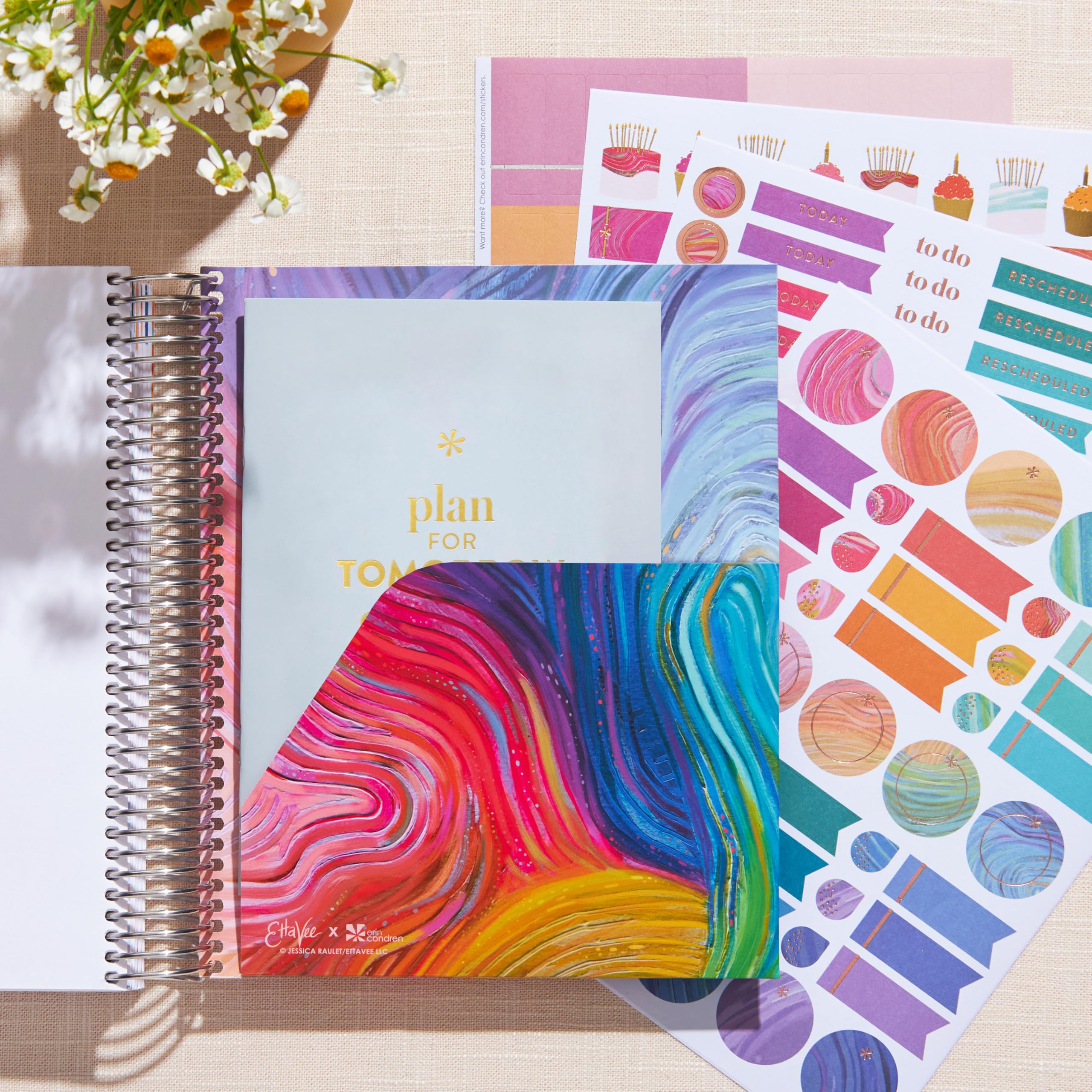 Erin Condren 2025 Spiral Life Planner - 12 Month Weekly & Monthly Organizer (Jan-Dec) | 7x9 Vertical Layout with Evolve Covers & Platinum Coil | Perfect for Work, School, College Students & Productivity Planning