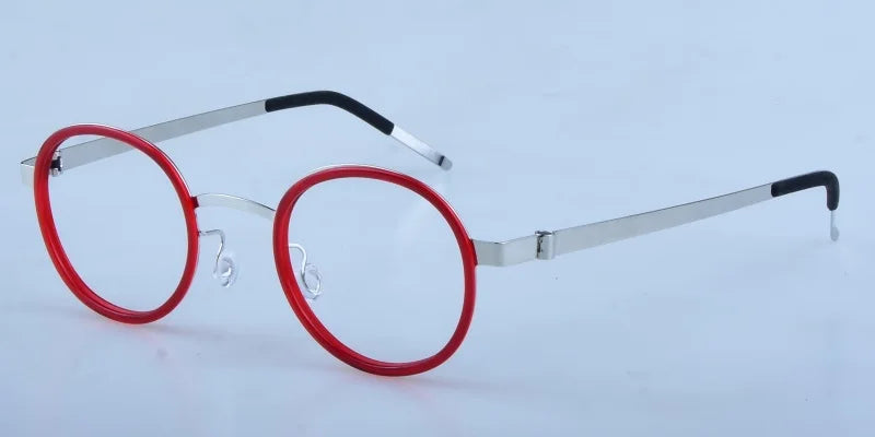 Unisex Full Rim Round Screwless Titanium Acetate Eyeglasses 3033 - Lightweight & Durable Frame for Men & Women - Perfect for Reading, Work & Everyday Use