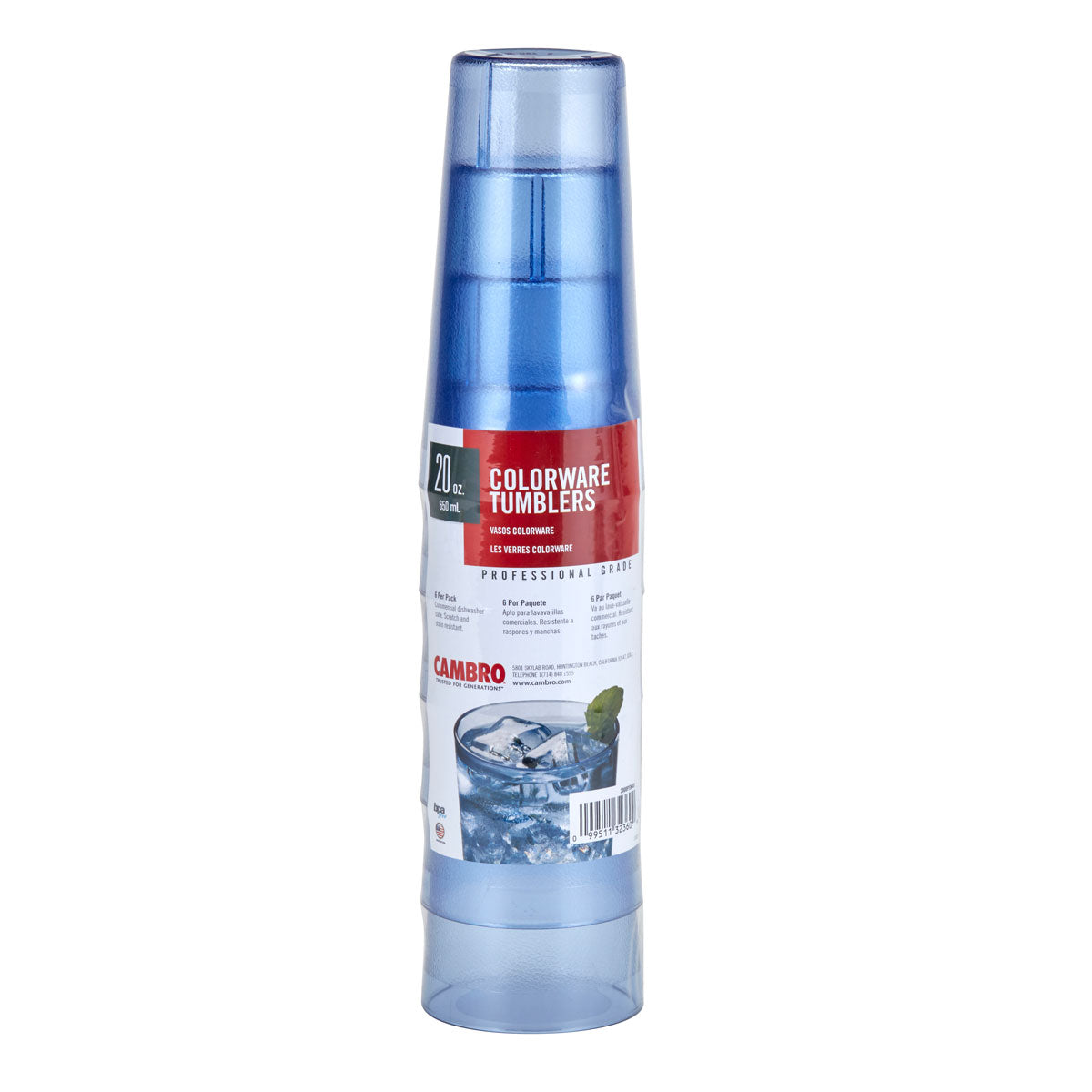 Cambro 2000PSW401 20 oz. Slate Blue Insulated Tumbler - Pack of 6 | Durable Restaurant-Grade Drinkware for Coffee, Tea & Cold Beverages | Perfect for Cafes, Offices & Home Use