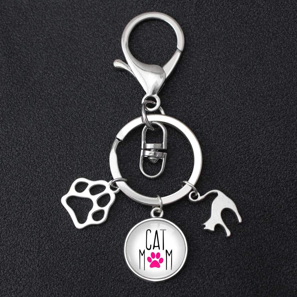 Infinity Collection Cat Mom Keychain - Cute Kitty Cat Charm Zipper Pull & Paw Charm Keychain - Perfect Pet Jewelry Gift for Cat Lovers - Great for Key Rings, Bags & Backpacks