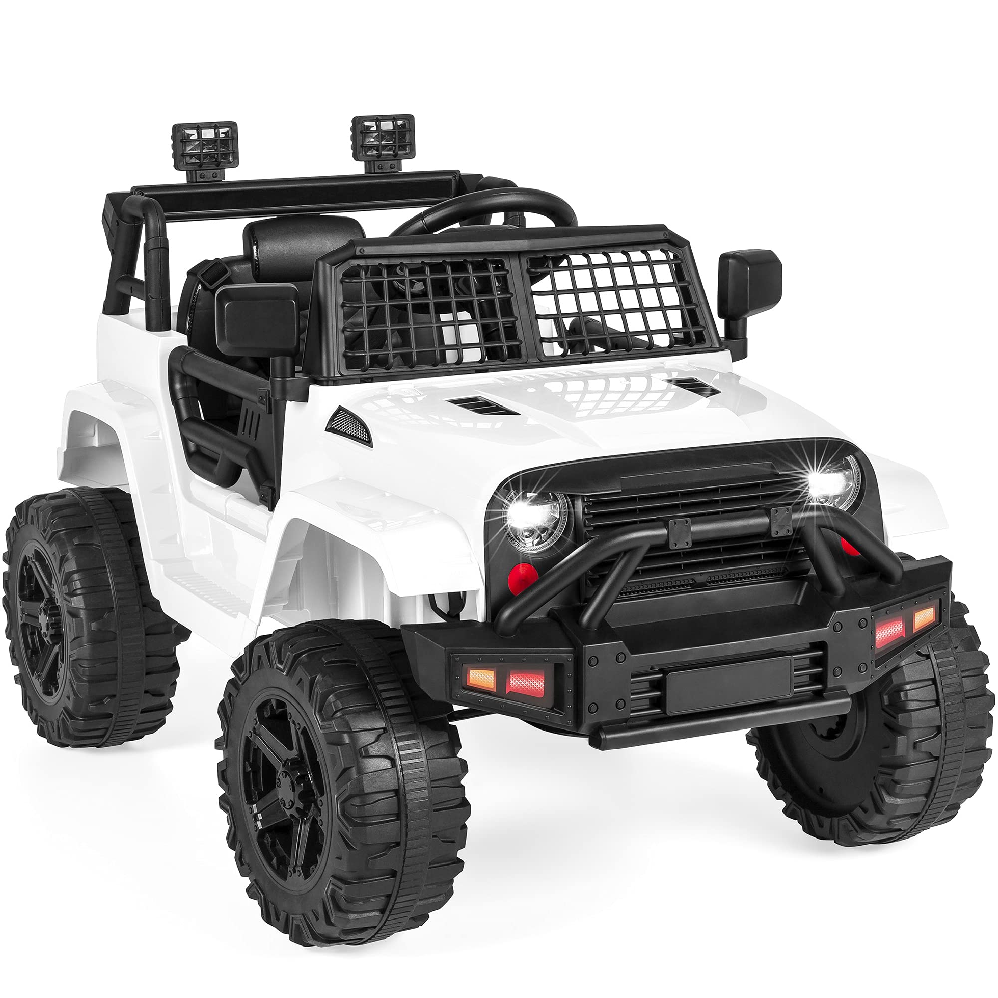 Best Choice Products 12V Kids Ride On Truck Car with Parent Remote Control, Spring Suspension, LED Lights & AUX Port - White Electric Toy Vehicle for Boys & Girls | Perfect for Birthday Gifts, Outdoor Play & Backyard Fun