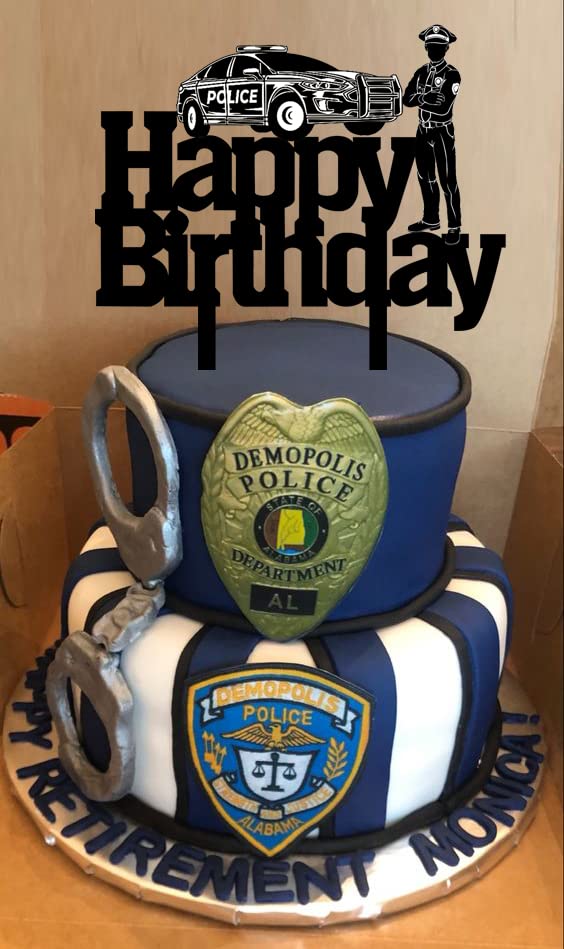 Police Officer Birthday Cake Topper - Perfect for Public Safety Themed Parties, Father's Day or Son's Birthday Celebration | Ideal for Cakes, Cupcakes & Desserts