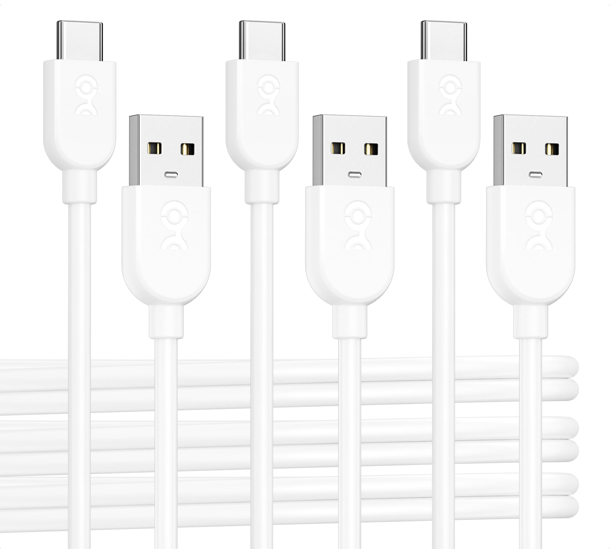 Cable Matters 3-Pack Ultra Flexible USB A to USB C Cable 6ft (White) - Fast Charging & Data Sync for iPhone 16/15 Pro Max, Galaxy S23 - Compatible with Apple CarPlay & Android Auto - Perfect for Car Charging, Home & Office Use