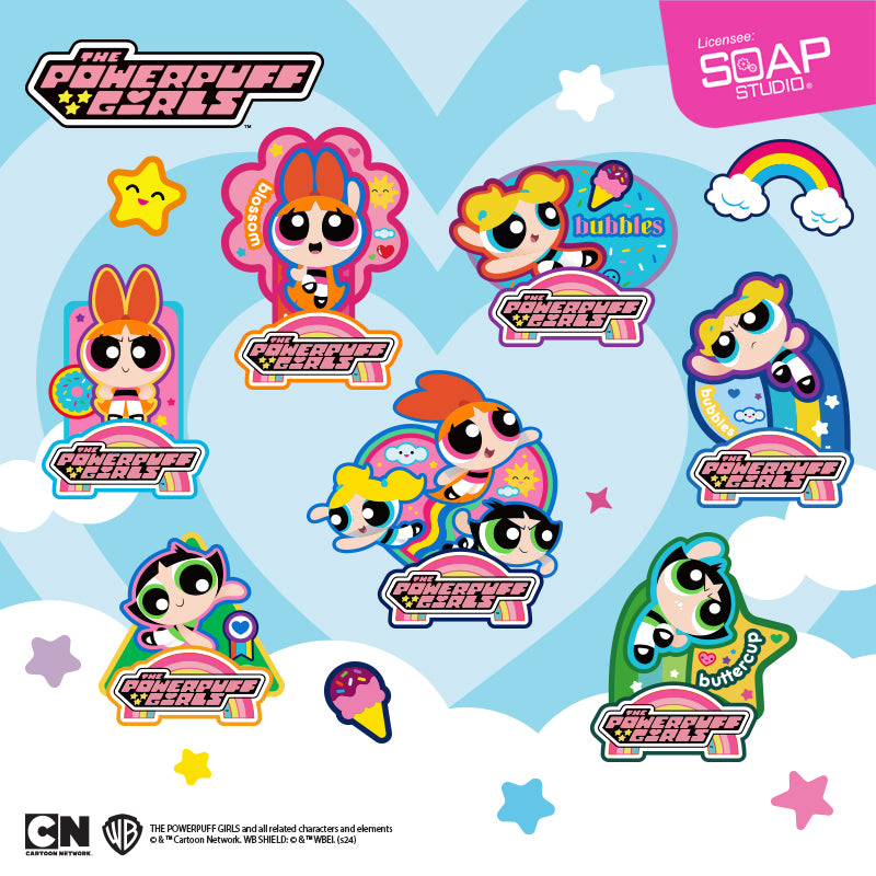 Soap Studio The Powerpuff Girls Standing Magnetic Badge Blind Box - Collectible Figures for Fans, Kids Room Decor & Office Desk Accessories