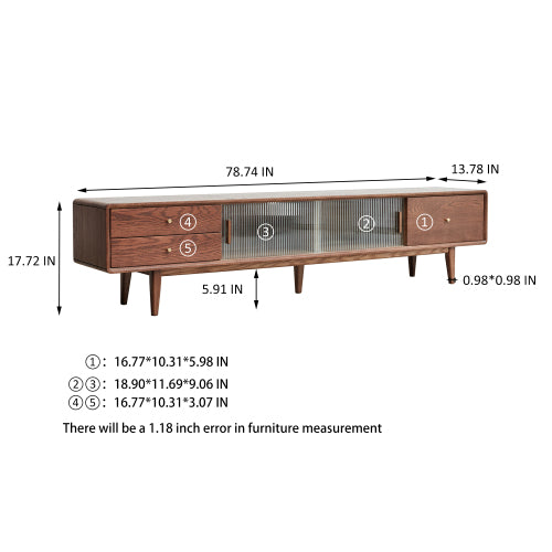 Solid Oak & Beech Wood TV Stand - Modern Entertainment Center for Living Room, Bedroom - Durable & Stylish TV Console with Storage Shelves
