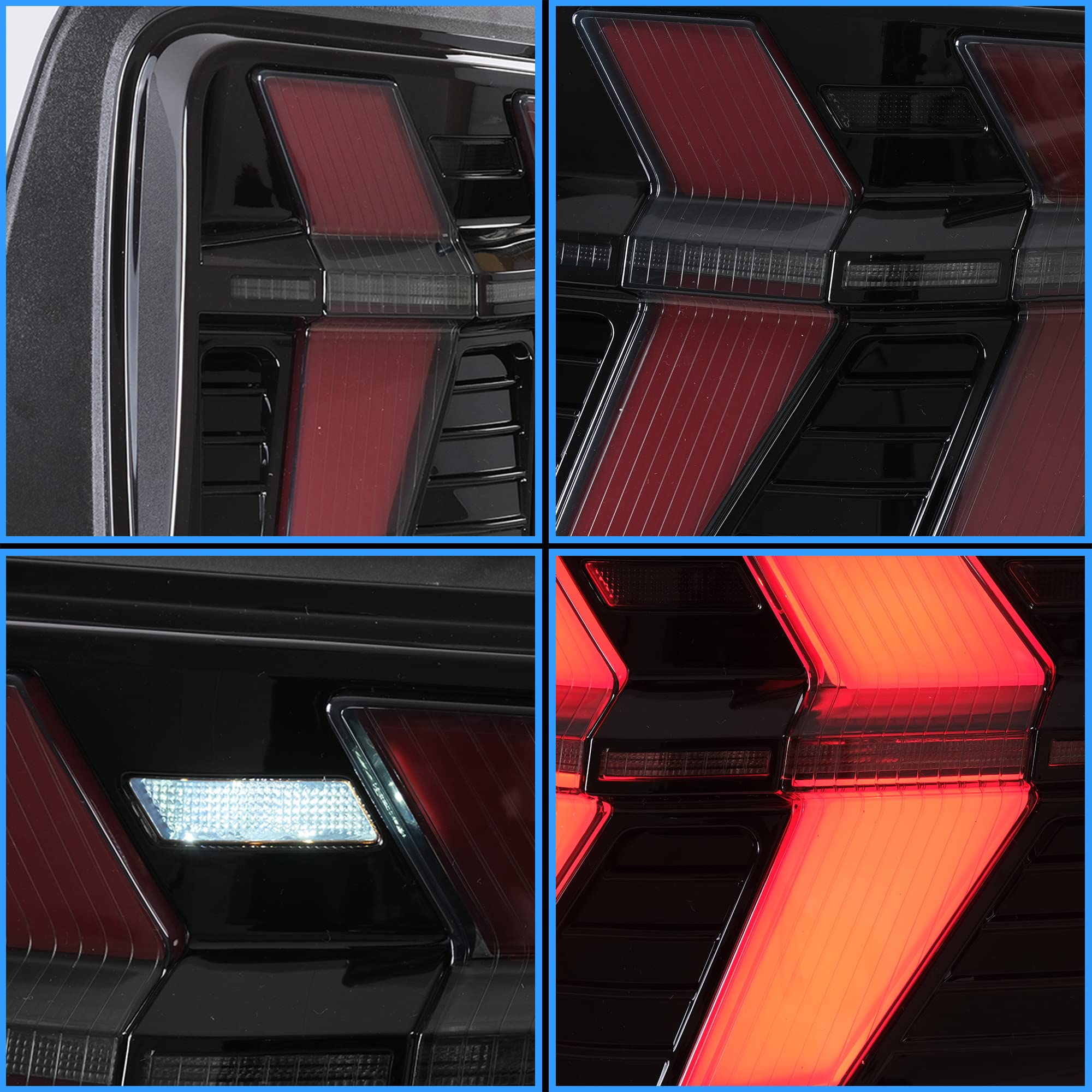 VLAND LED Tail Lights for Ford Mustang 2010-2012 - Sequential Amber Turn Signal, Smoked Lens, Pair (Left & Right) - Upgrade Your Ride for Night Driving & Car Shows