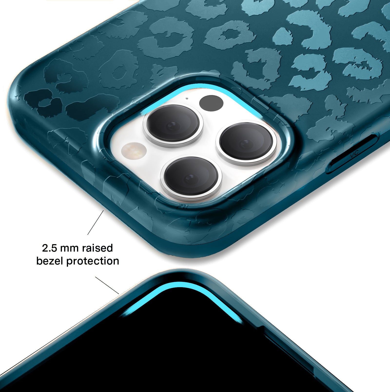 Metallic Navy Leopard Print iPhone Case - Stylish Protective Cover for iPhone 12/13/14/15 Pro Max | Perfect for Everyday Use, Travel & Fashion Accessories