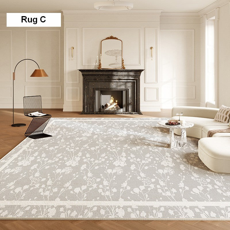 French Style Modern Floral Area Rugs - Non-Slip Bedroom & Living Room Carpet - Boho Chic Dining Room Rug for Home Decor | Perfect for Bedside, Nursery & Office Spaces