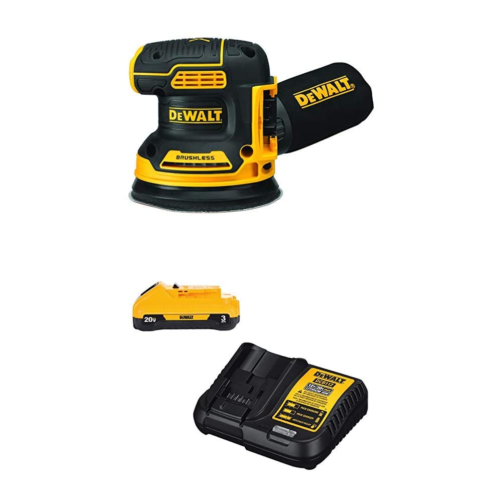 DEWALT 20V MAX Cordless Orbital Sander Tool Only with 3.0Ah Battery & Charger (DCW210B & DCB230C) - Perfect for Woodworking, Sanding Projects & DIY Home Improvement