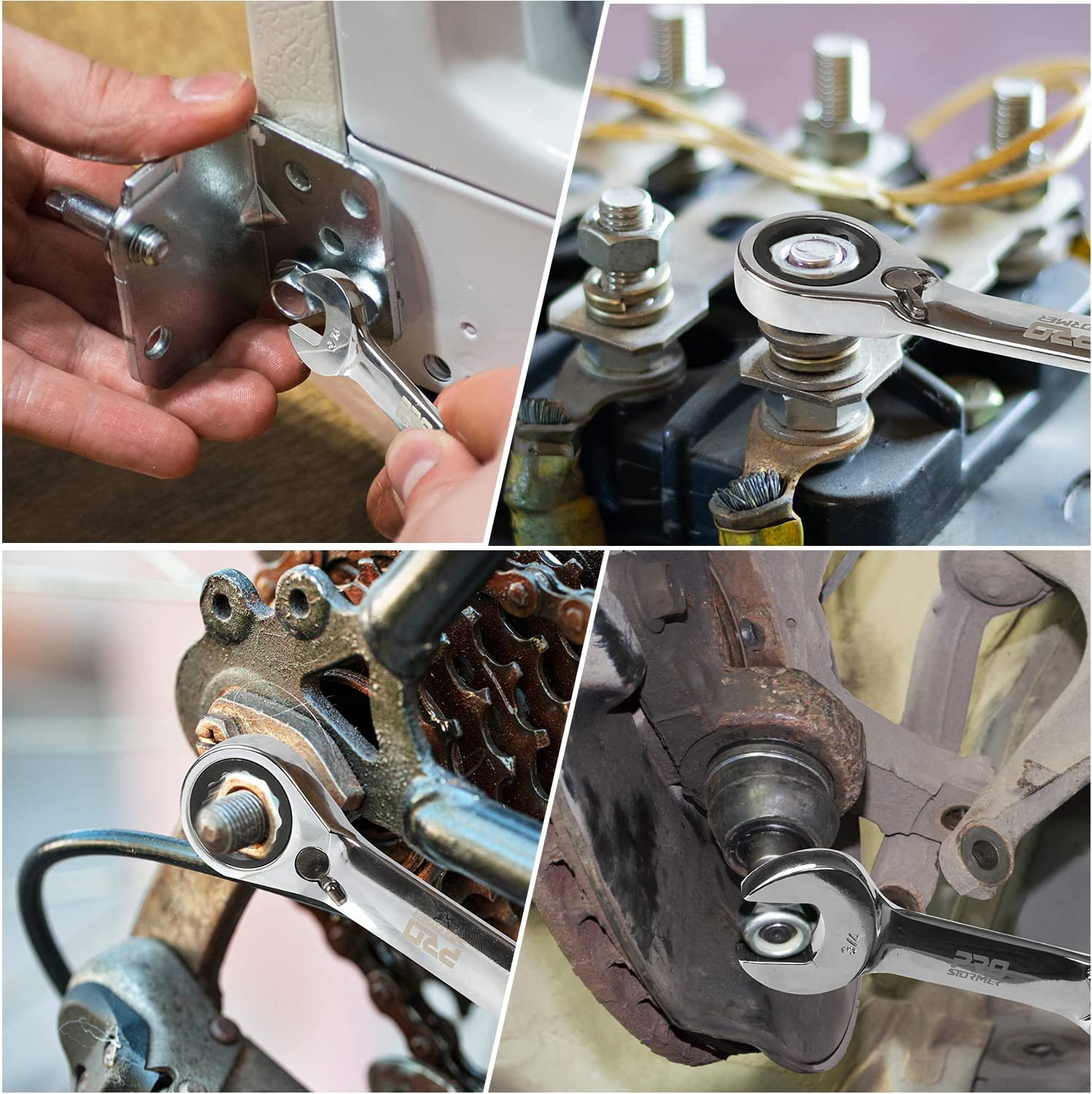 10-Piece Reversible Stubby Ratchet Combination SAE Wrench Set - Perfect for Tight Spaces & Automotive Repairs