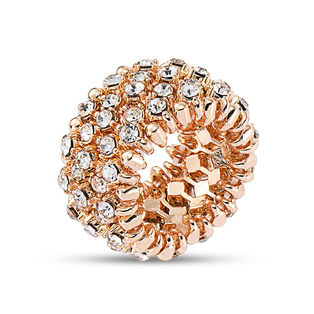 Vibrant Crystal Adjustable Stretch Rings for Women & Girls - Fashion Elastic Finger Jewelry - Perfect for Parties, Weddings & Everyday Wear