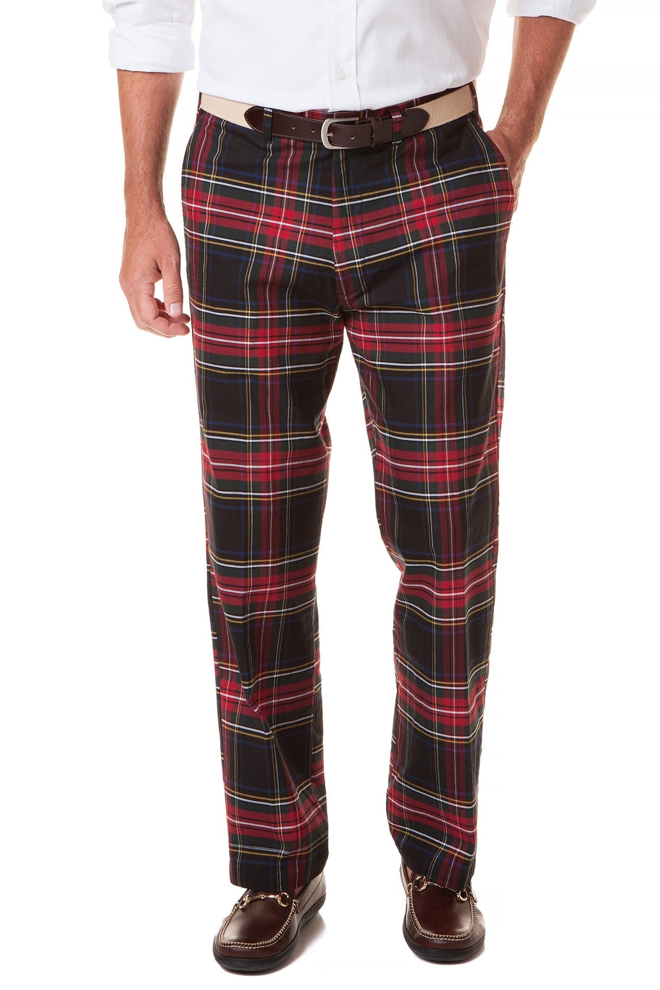 Men's Harbor Pant Stretch Twill Pants - Black Stewart Tartan Plaid for Casual Wear & Outdoor Activities