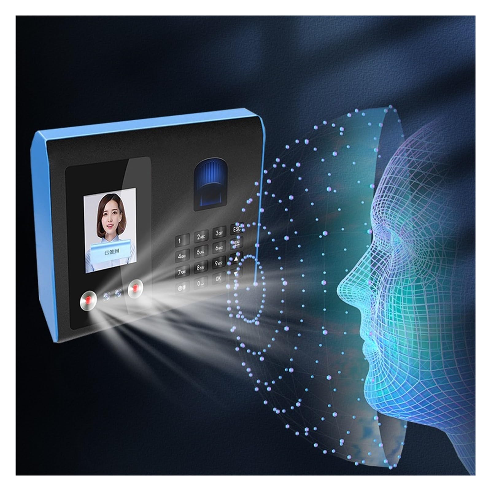 Biometric Fingerprint Time Clock for Office - Password & Face Recognition Attendance System with Multi-Language Support (1PC) - Perfect for Employee Time Tracking, School Attendance & Access Control