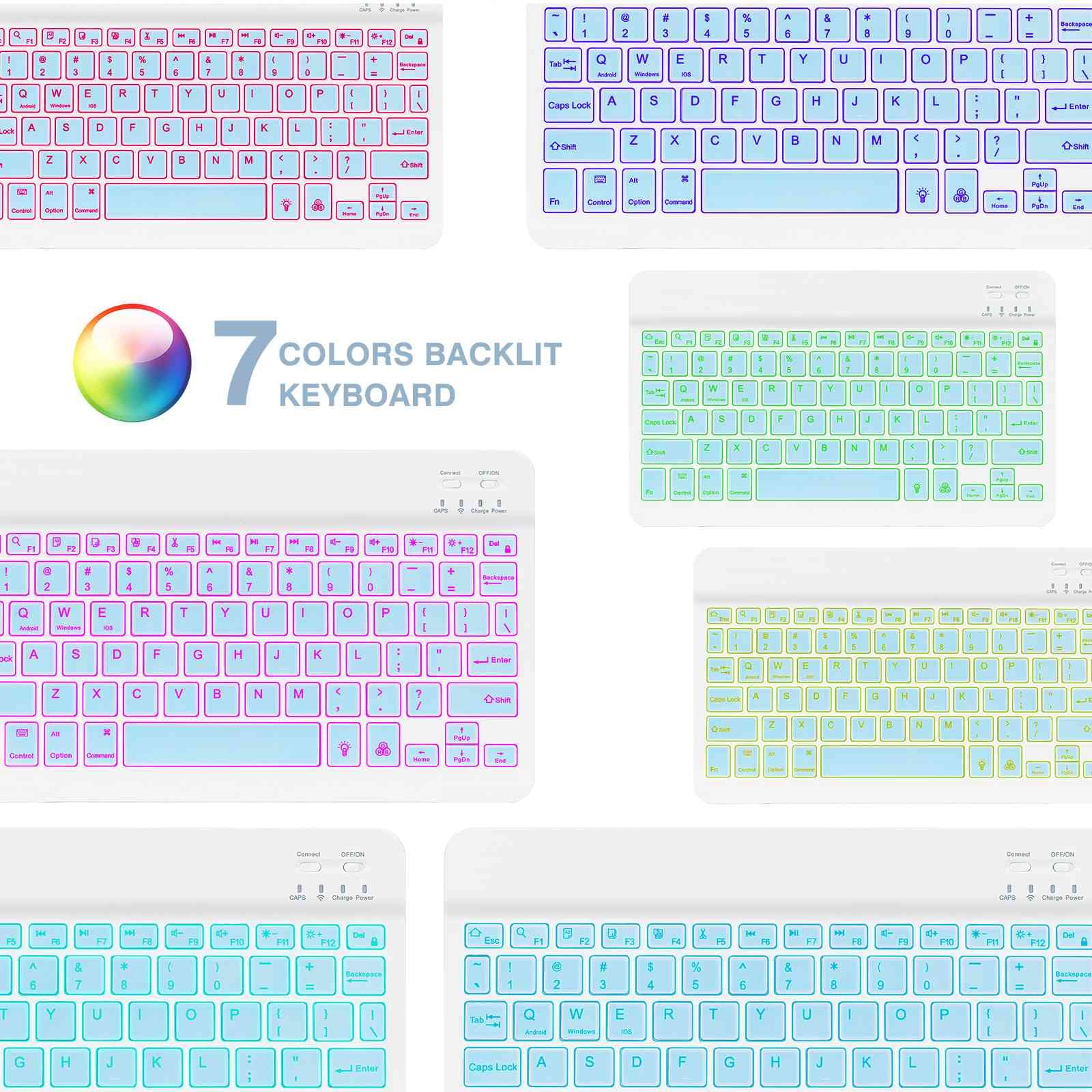UX030 Ultra-Thin Wireless Keyboard - Ergonomic RGB Backlit, Bluetooth 5.1 & 2.4GHz Dual Mode, Rechargeable, Compatible with ASUS ROG Phone 6D Ultimate - Perfect for Gaming, Office Work & Mobile Typing