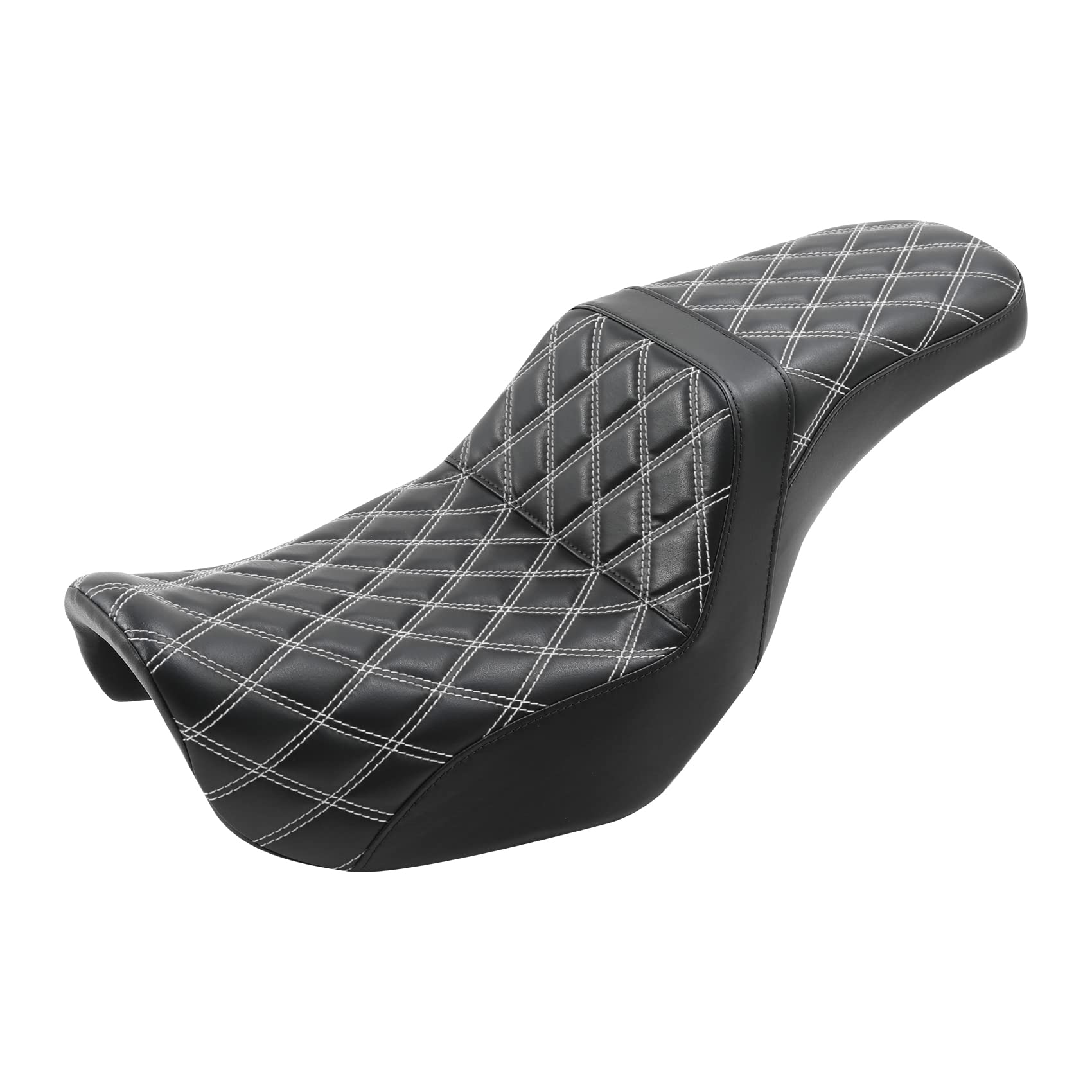 SLMOTO Diamond Driver Rear Passenger Seat for Harley Dyna Super Glide Street Bob Wide Glide Fat Bob Low Rider Switchback 2006-2017 - Black Stitching - Comfortable & Durable Motorcycle Seat for Long Rides & Touring