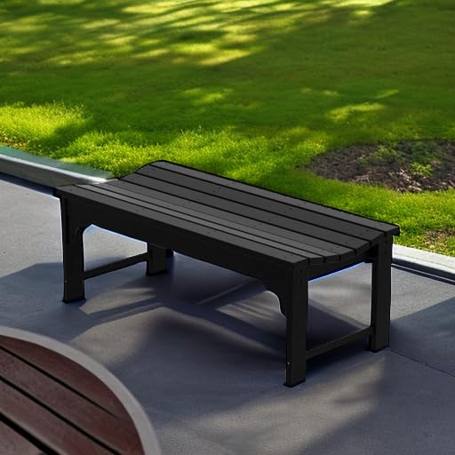 WestinTrends Malibu Outdoor Bench - All-Weather Resistant Poly Lumber Backless Patio Garden Bench with Adirondack Curved Design for Maximum Comfort (Black) - Perfect for Poolside, Garden, Deck, and Outdoor Relaxation