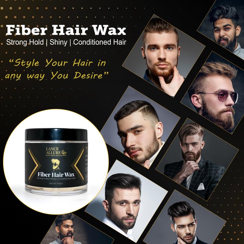 Lance Allure Fiber Hair Wax - Strong Hold Styling Wax with Amla & Rosemary Extract for Shiny, Conditioned Hair (100ml) | Perfect for Men's Grooming, Textured Hairstyles & Daily Styling
