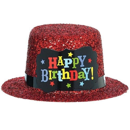 Red Glitter Happy Birthday Dog Hat - Sparkling Party Accessory for Pet Celebrations | Perfect for Birthday Photos & Festive Occasions
