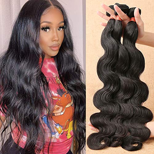 Seekomi 10 10 10 Inch Brazilian Virgin Remy Human Hair Bundles - Body Wave 3 Bundles (95-100g/Bundle) Natural Black Color Hair Extensions for Styling, Weaving & Volume Boost | Perfect for Daily Wear, Parties & Special Occasions