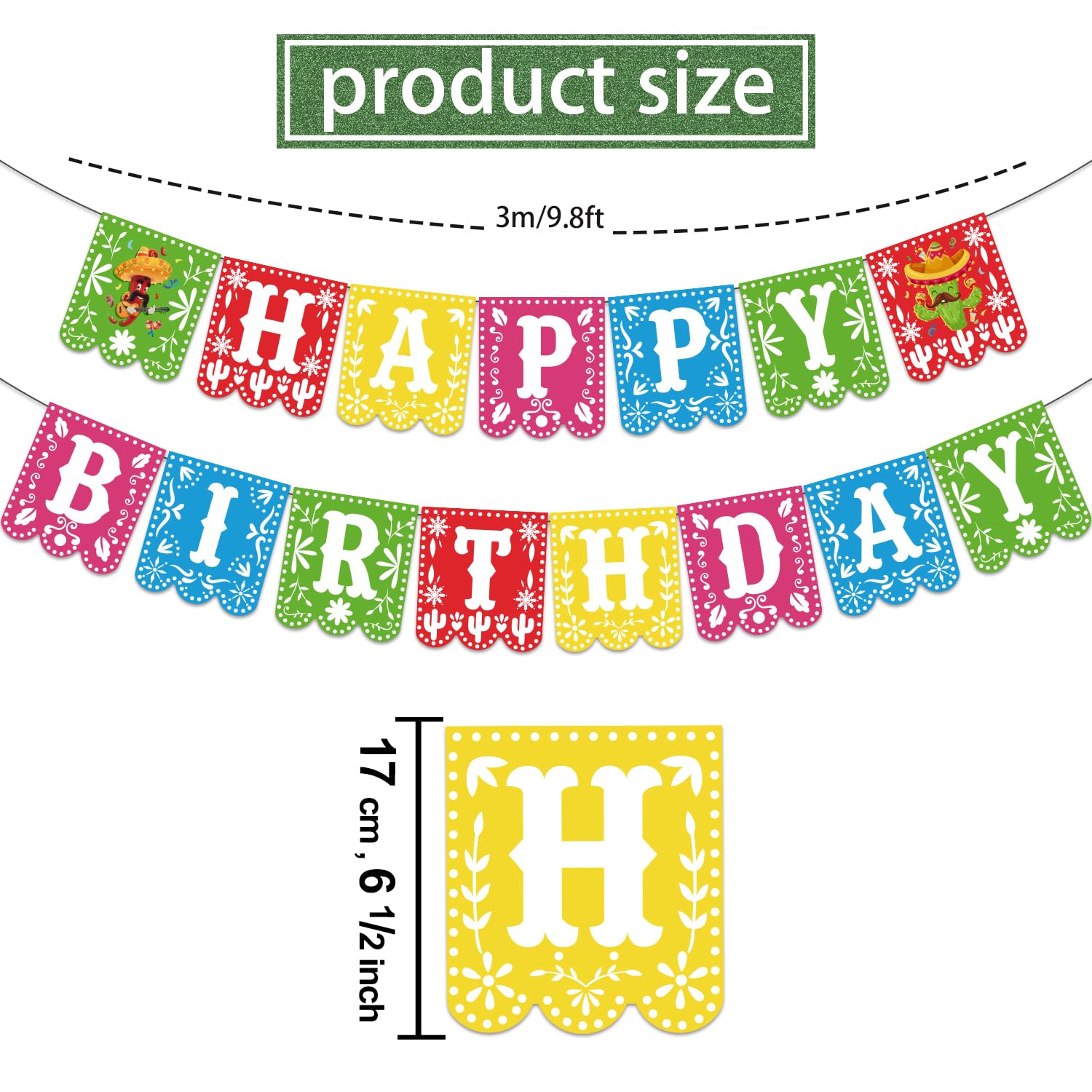 Pre-Strung Taco Birthday Party Decorations Kit - Includes 1 Fiesta Happy Birthday Banner & 8 Cinco De Mayo Hanging Swirls - Mexican Themed Party Supplies for Fiesta, Taco Tuesday & Birthday Celebrations