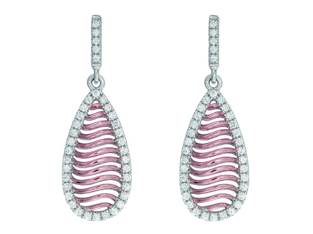 Fine Jewelers Silver Rose Finish Teardrop Earrings - Rose Gold Plated Mesh Puff Design with Secure Butterfly Clasp | Perfect for Weddings, Date Nights & Special Occasions