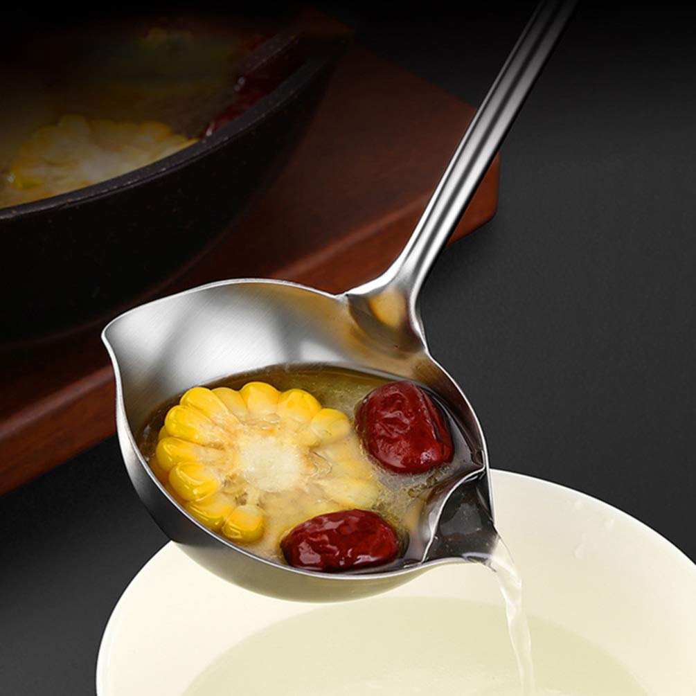 Premium Stainless Steel Grease Spoon with Filter Hole - Oil Strainer, Soup Ladle & Hotpot Scoop for Kitchen, Cooking, and Serving - Ideal for Filtering Oil, Serving Soup, and Hotpot Dishes