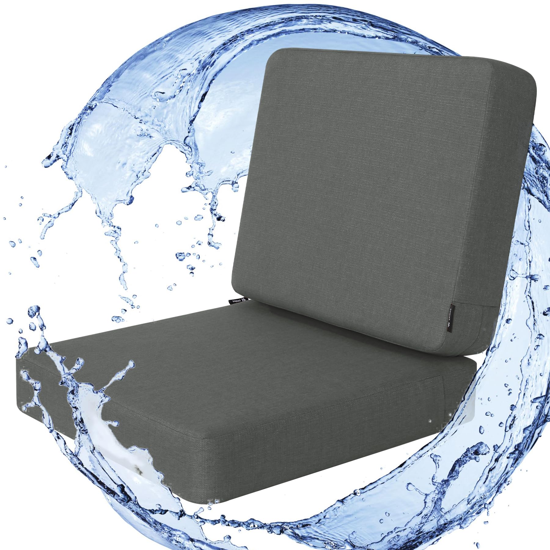 Favoyard 22x22 Inch Outdoor Deep Seat Cushion Set - Waterproof & Fade Resistant Patio Furniture Cushions with Removable Covers for Chair, Sofa, Couch - Perfect for Backyard, Deck, Poolside & Garden (Dark Grey)