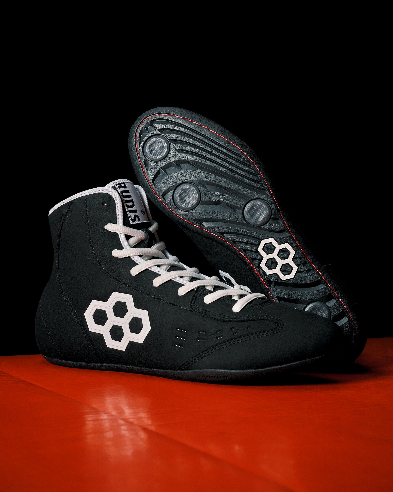 RUDIS International Adult Wrestling Shoes - Black/White | Lightweight & Durable for Training & Competition | Perfect for Wrestling, MMA & Grappling