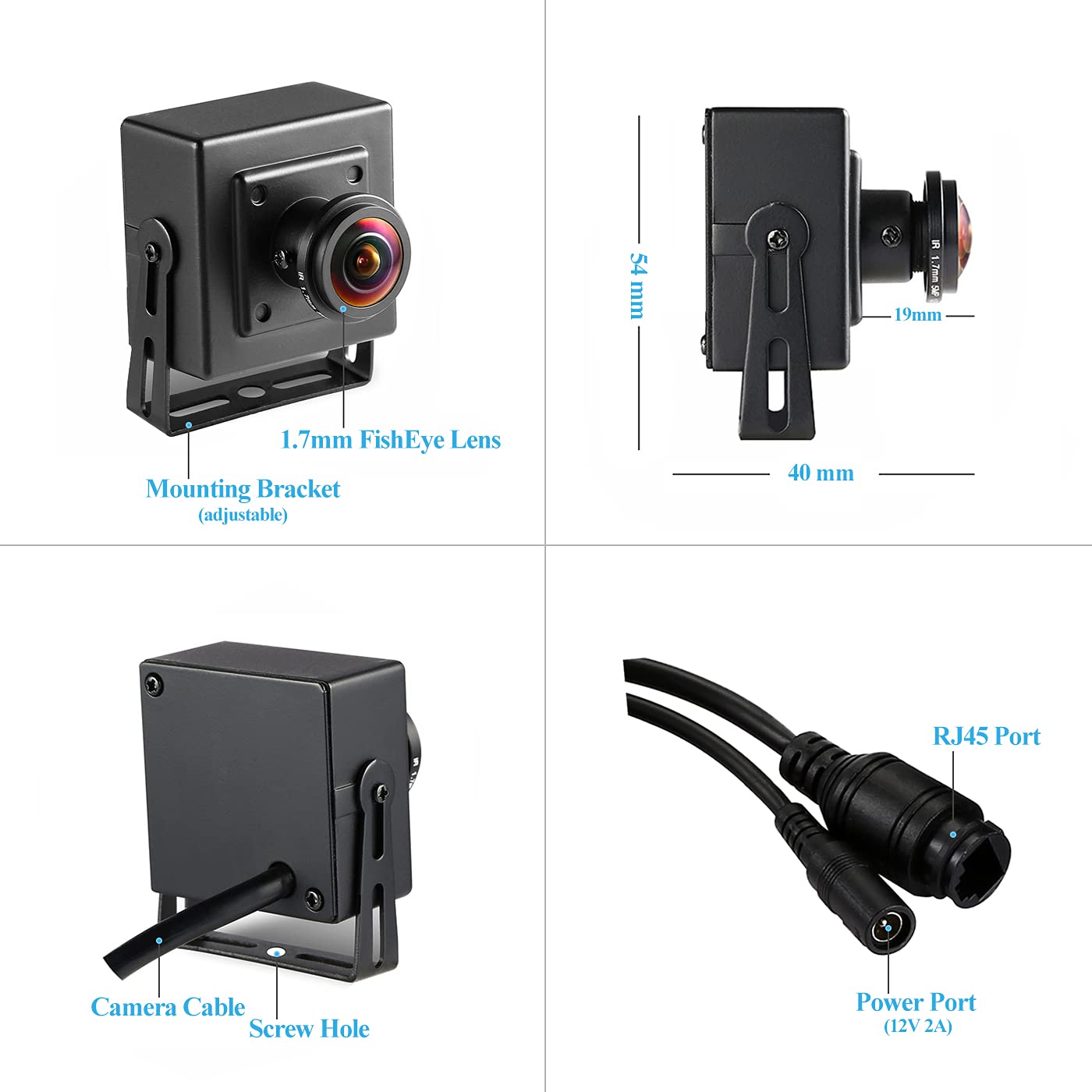 Revotech Mini Fisheye Security IP Camera - 3MP HD Indoor Surveillance Camera with ONVIF, 1.7mm Lens & 170° Wide Angle View - H.265 CCTV Video Cam for Home/Office Security - P2P Remote Monitoring (I706-3 Black) - Perfect for Baby Monitoring, Pet Watching & Business Surveillance