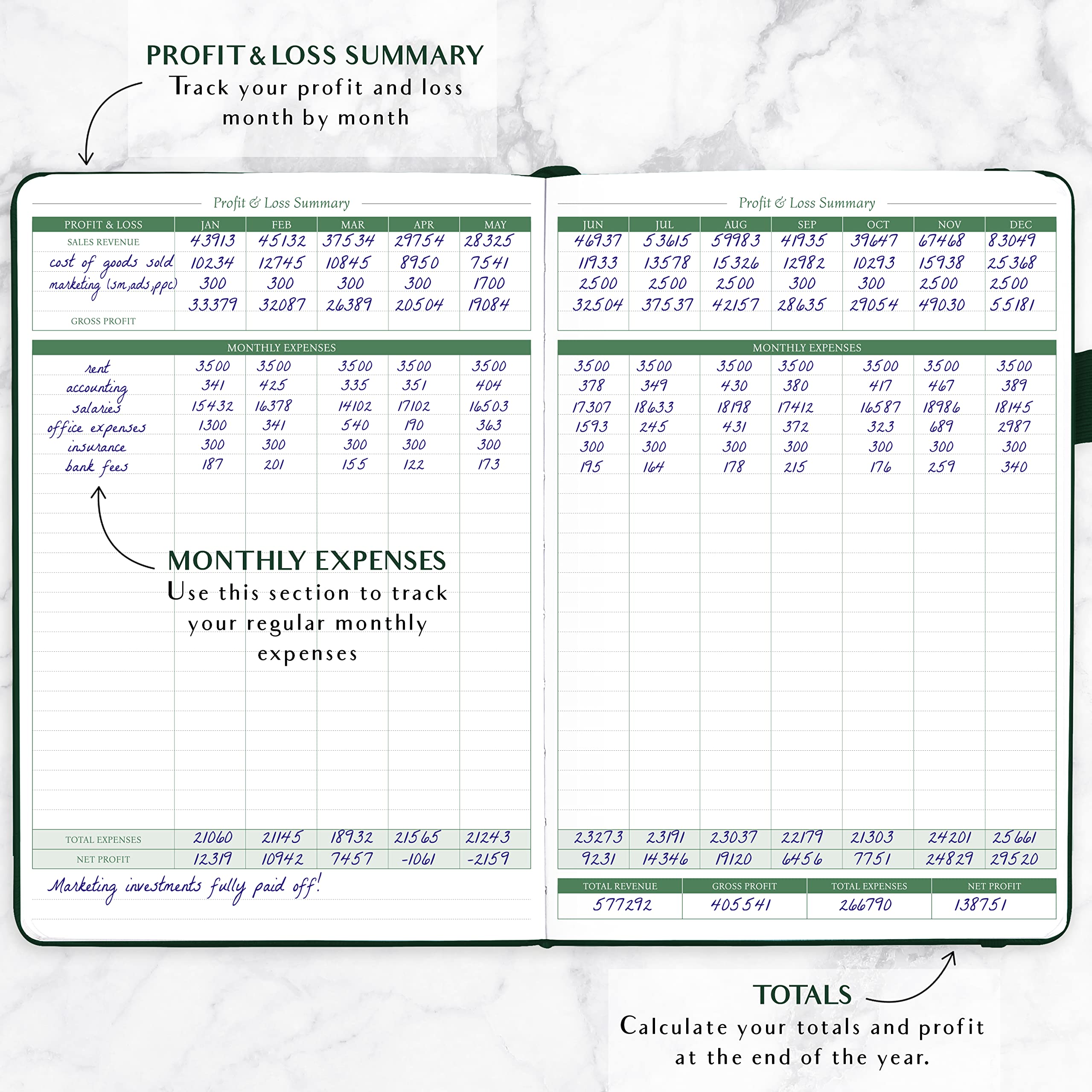 Small Business Expense Tracker Notebook - 7x10