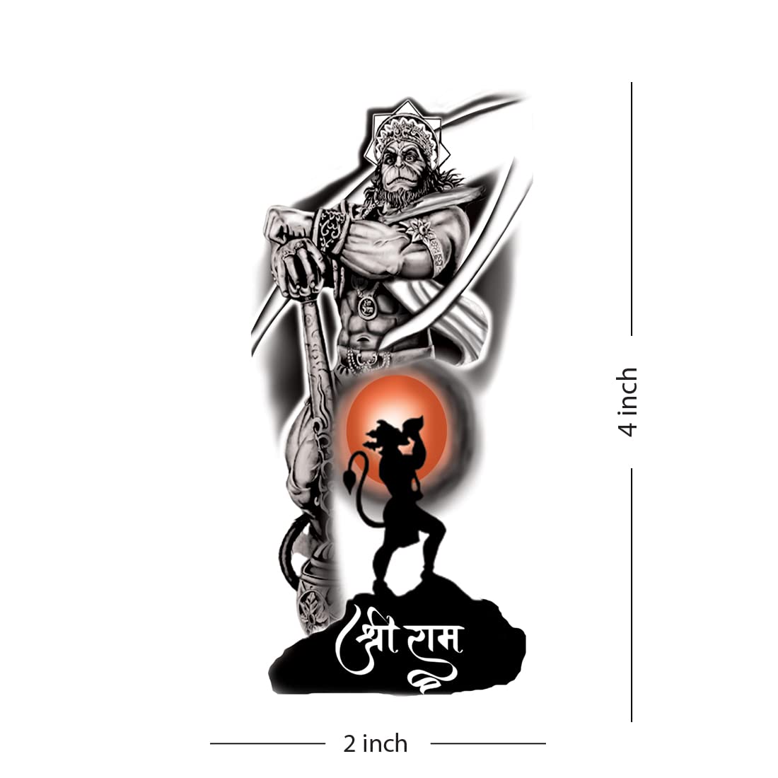 Waterproof Hanuman & Shree Ram Temporary Tattoos for Men & Women - Colorful Religious Body Art for Festivals, Yoga & Spiritual Events