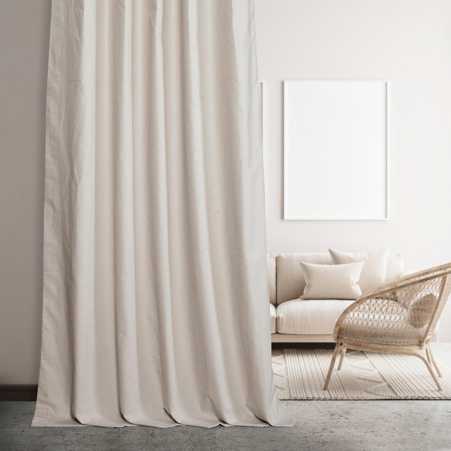 Fable Beige Dune Textured Cotton Blackout Curtains for Bedroom & Living Room - Thermal Insulated Window Drapes for Hotels, Home Decor, and Light Blocking