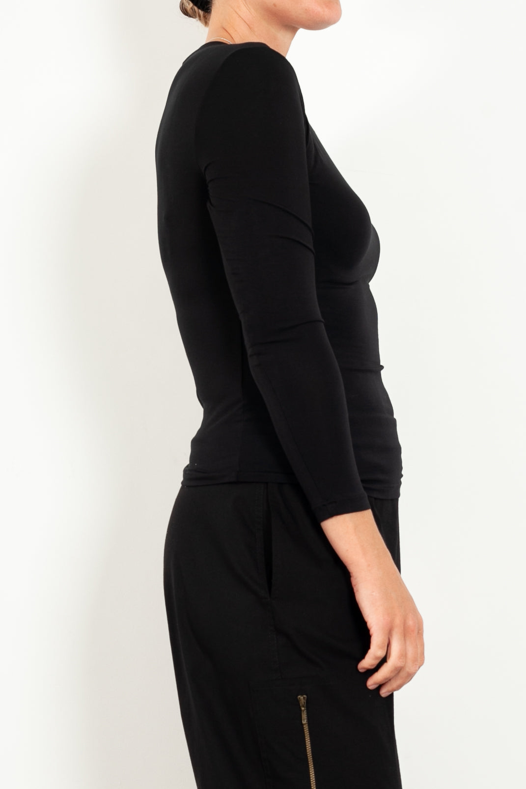 Tani Women's High Neck Long Sleeve Micromodal T-Shirt - Soft Stretchy Casual Top for Work, Yoga & Everyday Wear