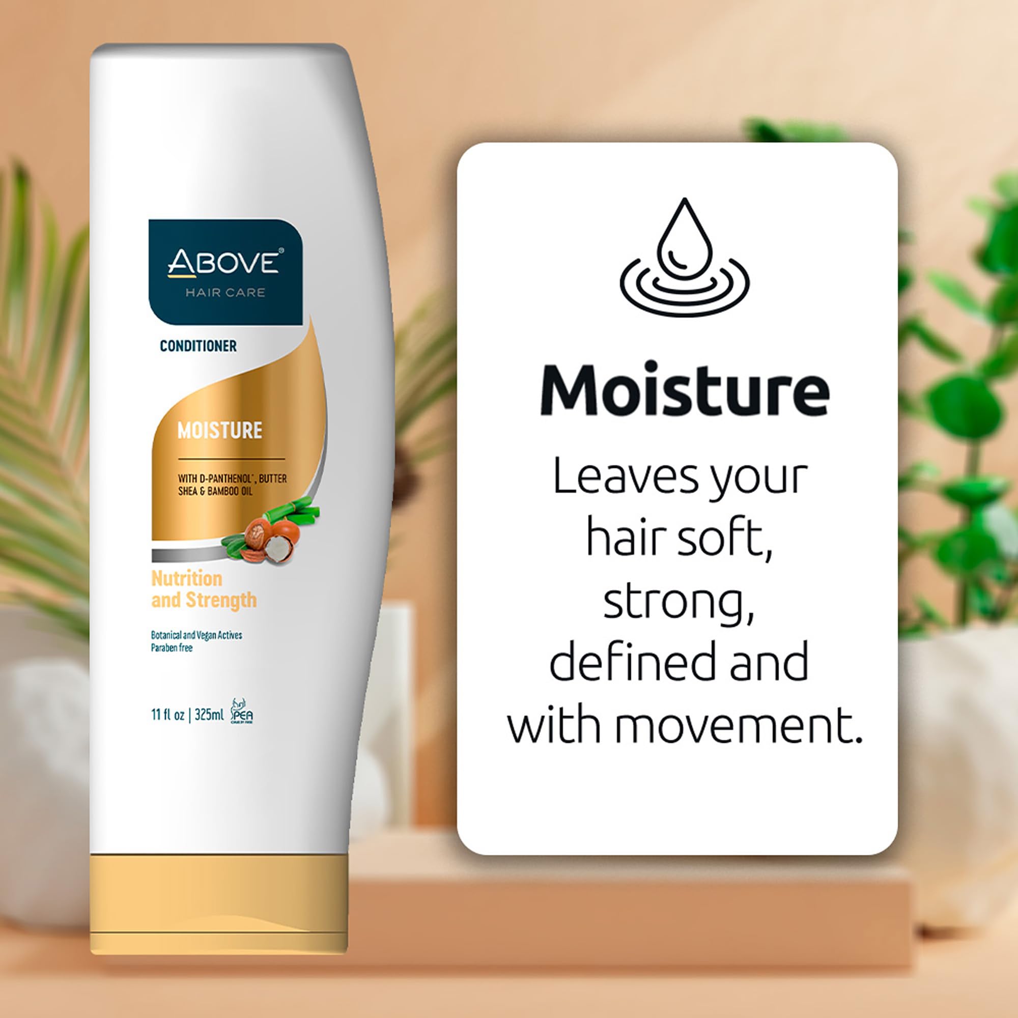 ABOVE Moisture Conditioner 11 oz - Anti-Frizz Deep Conditioning Treatment with Shea Butter & Bamboo Oil - Hydrating Hair Conditioner for Afro, Dry, Brittle Hair - Perfect for Daily Use & Salon-Quality Results at Home