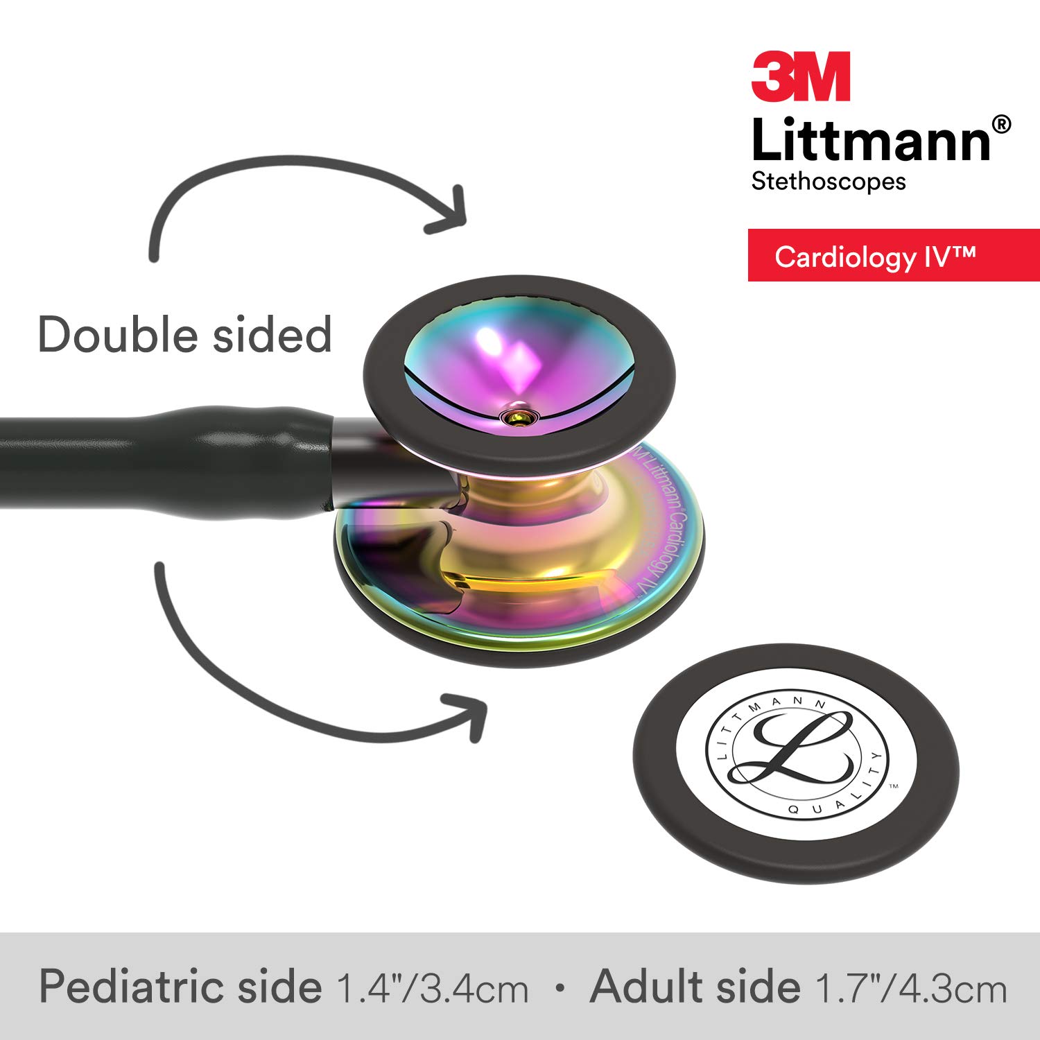 3M Littmann Cardiology IV Diagnostic Stethoscope - 6240 Model with 2X Louder Sound*, Lightweight Design**, Stainless Steel Rainbow Chestpiece - 27