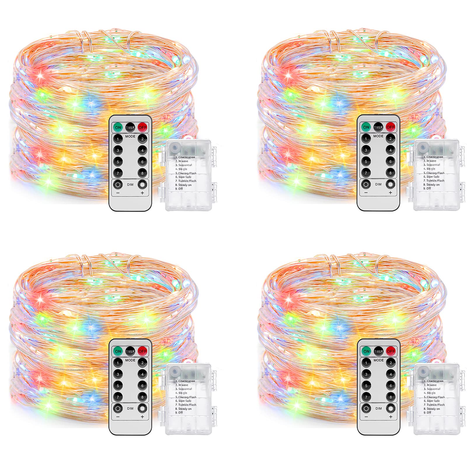 KPafory Fairy Lights Battery Operated - 2 Pack 20Ft 60LED Twinkle String Lights with Remote Control & Timer, Waterproof for Indoor Outdoor Decor - Perfect for Bedroom, Party, Wedding, Christmas, Garden, Patio and Home Decoration