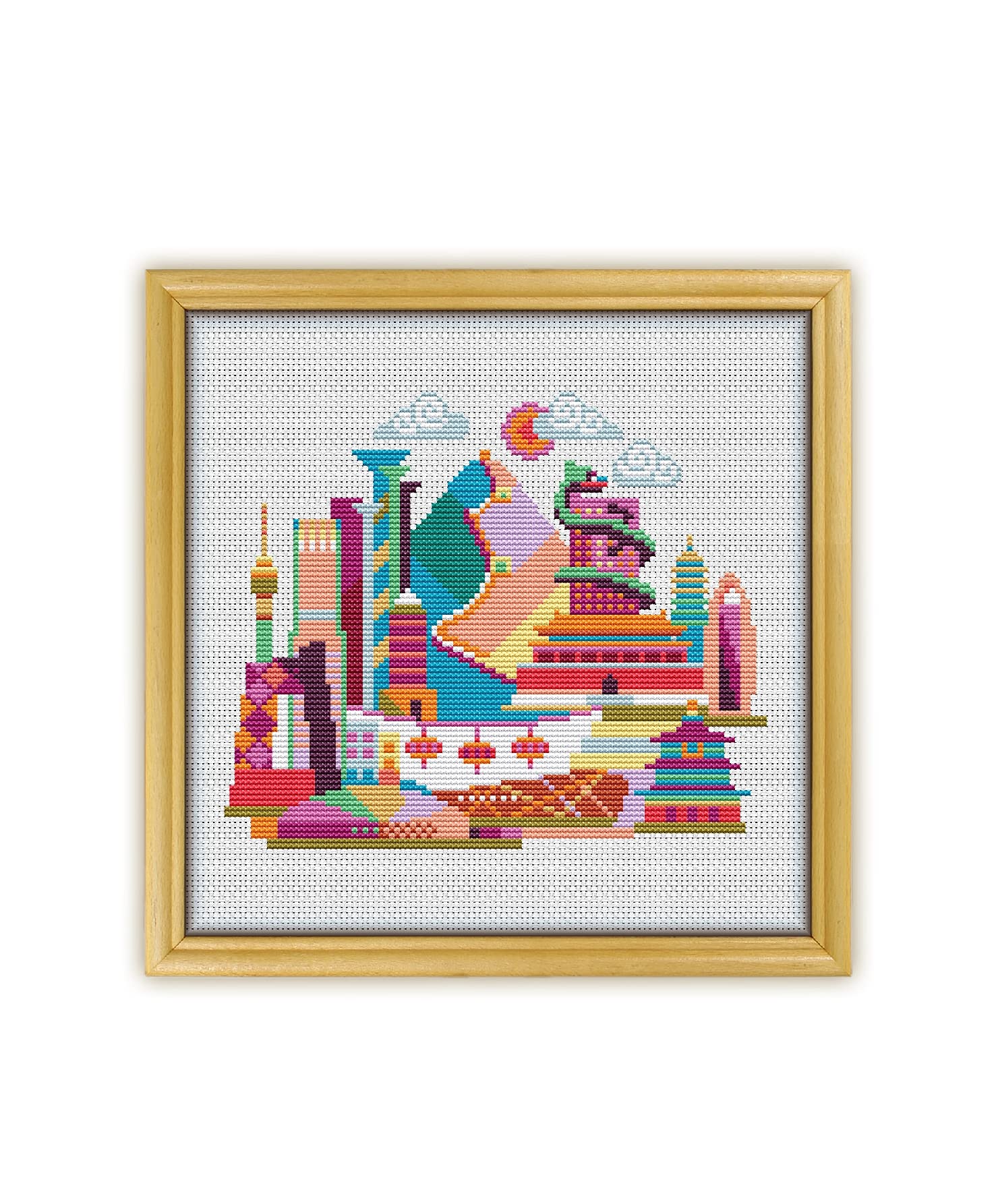 Beijing K150 Counted Cross Stitch Kit with Threads, Needles, Fabric & Accessories - Complete Embroidery Starter Kit for Beginners | DIY Home Decor, Gift Making & Craft Projects