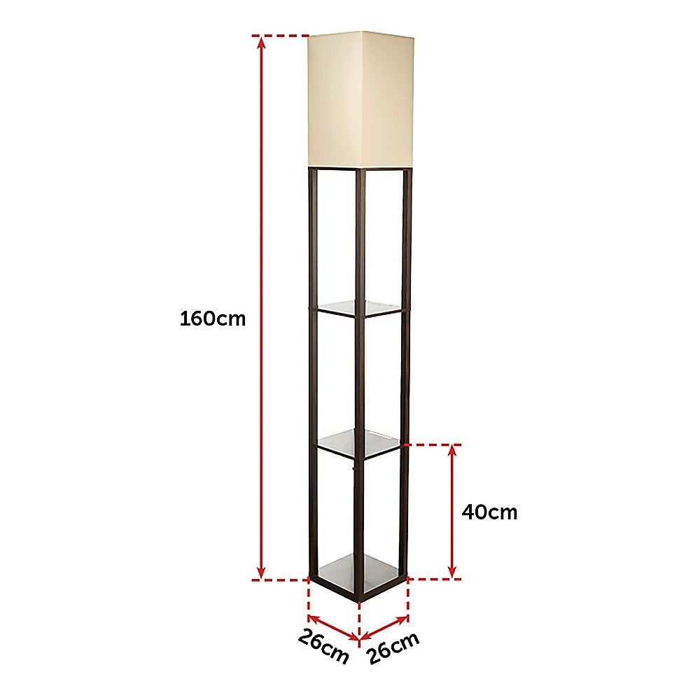 Modern Floor Lamp with Open Shelves & Diffused Shade - Adjustable Brightness for Living Room, Bedroom, or Office Reading Light