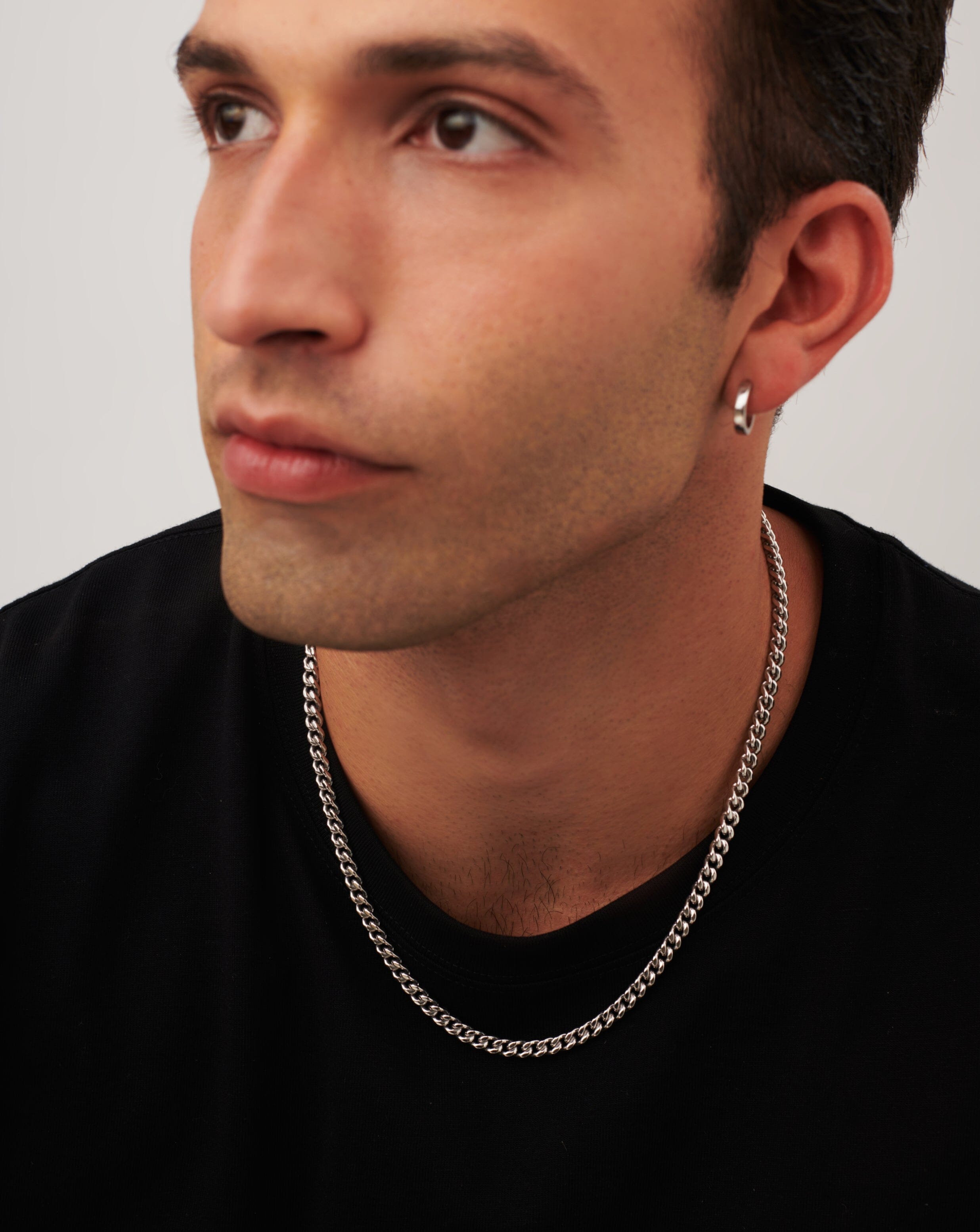 Men's Silver Plated Flat Curb Chain Necklace - Stylish Accessory for Casual & Formal Outfits