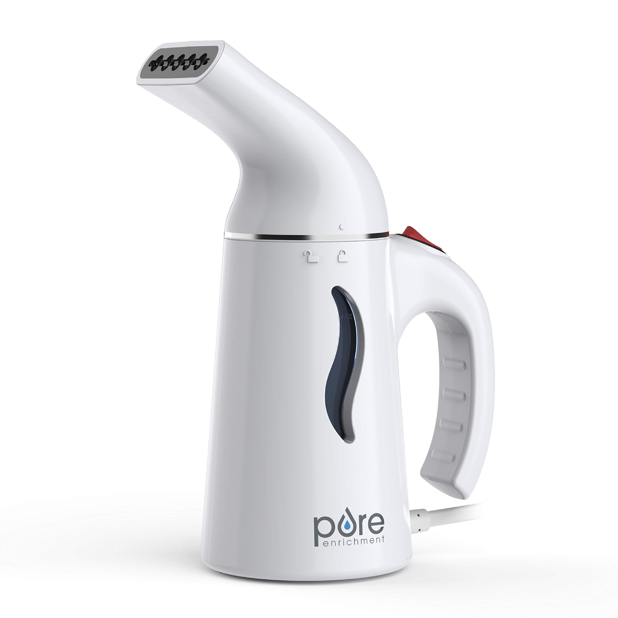 Pure Enrichment® PureSteam™ Portable Handheld Garment Steamer for Clothes - Fast Heating Wrinkle Remover for Shirts, Dresses & Fabrics | Travel & Home Use | Auto Shut-Off Safety (White) | Perfect for Business Trips, Weddings & Daily Outfits