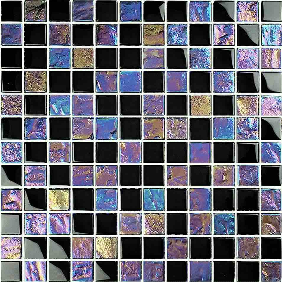 Glass Mosaic Tile Sheen Black 1x1 - Premium Bathroom & Kitchen Backsplash Tiles for Stunning Home Decor