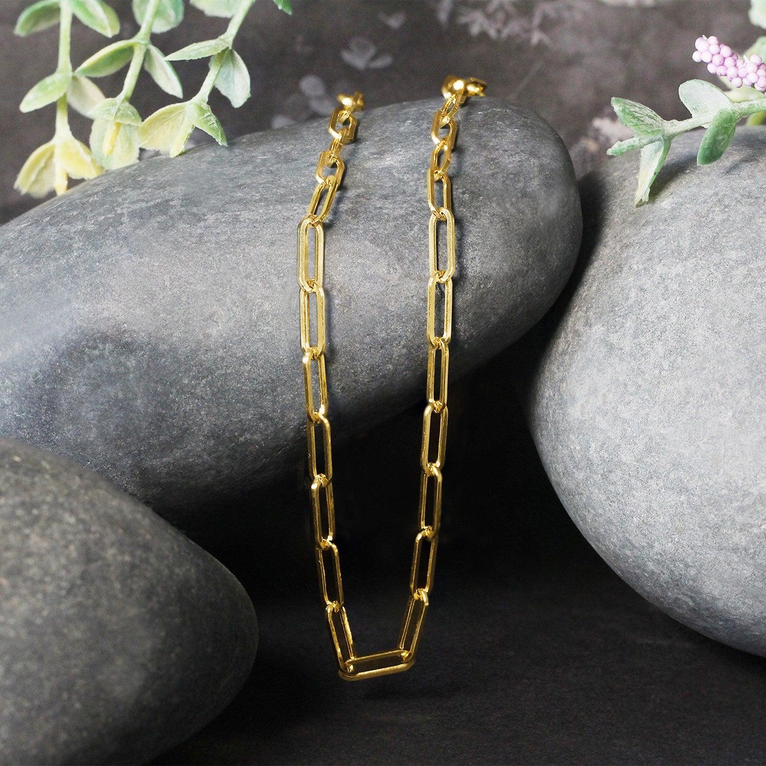 14K Yellow Gold Wide Paperclip Chain Necklace (3.3mm) - Elegant Layering Piece for Women, Perfect for Everyday Wear & Special Occasions