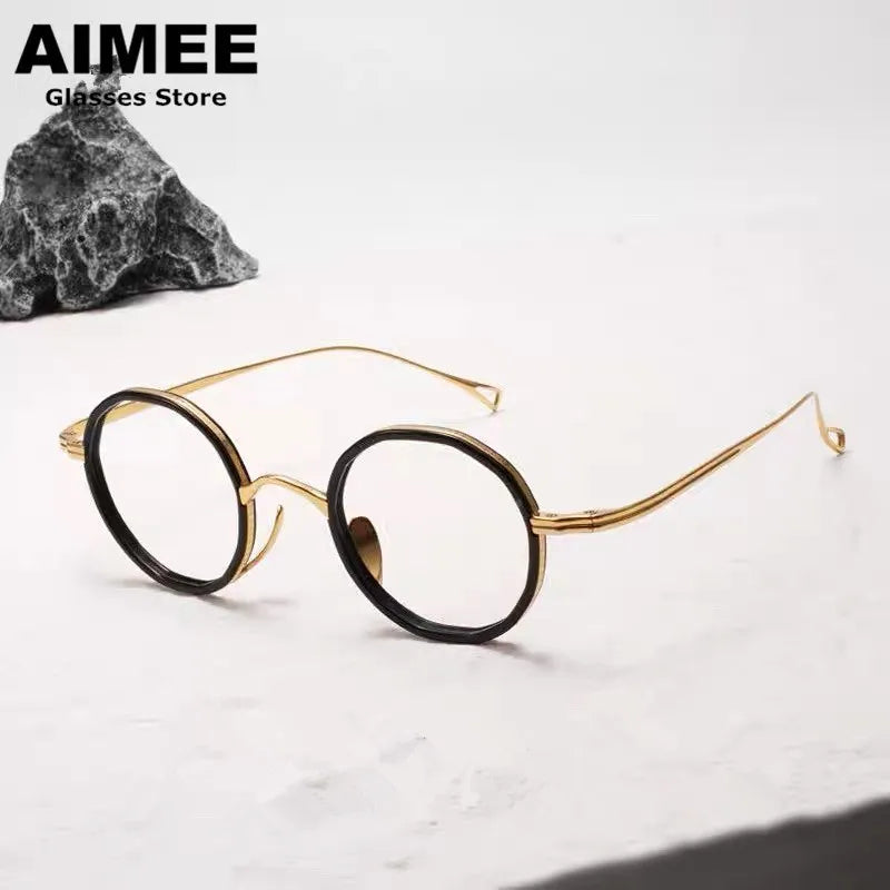 Aimee Women's Full Rim Round Titanium Acetate Eyeglasses 480871 - Lightweight & Durable Frame for Work, Reading & Everyday Use