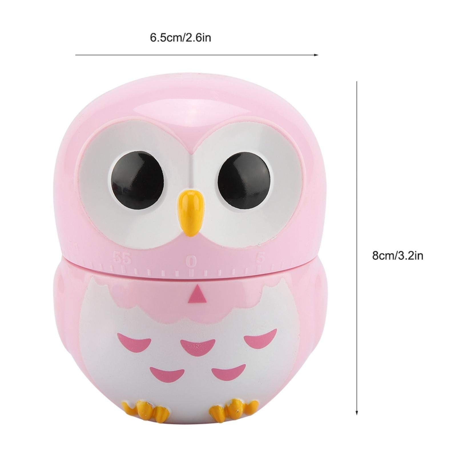 Cute Owl Shape Kitchen Timer - 55 Minute Mechanical Rotating Cooking Timer with Loud Alarm | Retro Style Baking Timer for Kitchen, BBQ, Baking & Crafts (Pink)