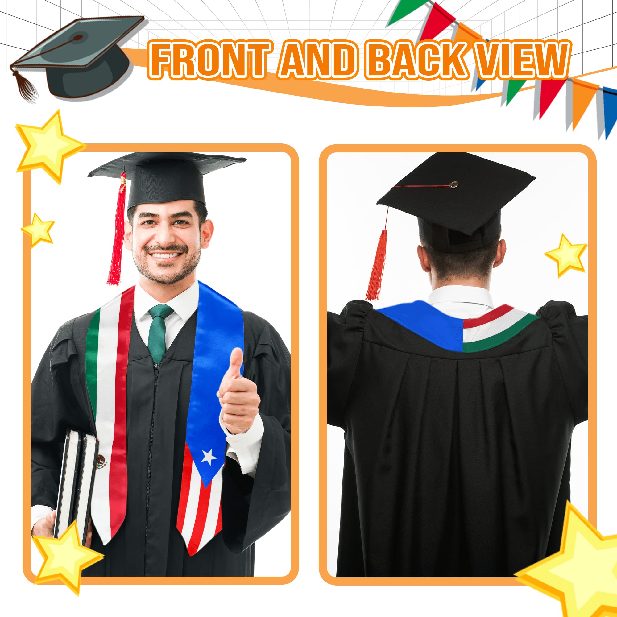 American & Dominican Republic Flag Graduation Stole Sash - Perfect Graduation Gift for Multicultural Celebrations & Commencement Ceremonies